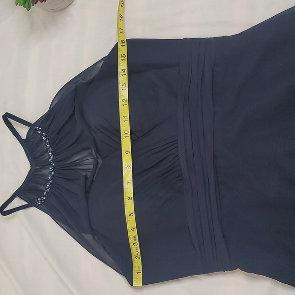 Symphony of Venus dark blue prom wedding chiffon gown sz 12 - Picture 6 of 15